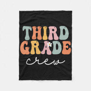Third Grade Crew Retro Groovy Vintage First Day Of Fleece Blanket