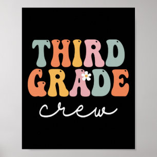 Third Grade Crew Retro Groovy Vintage First Day Of Poster