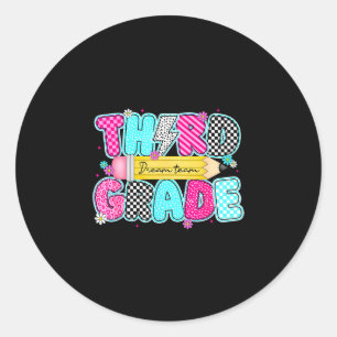 Third grade dream team back to school first day of classic round sticker