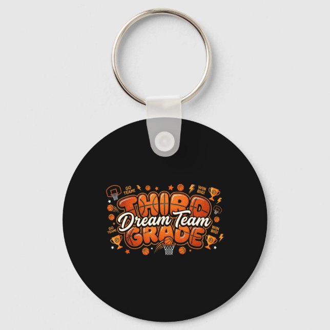 Third Grade Dream Team Basketball Teacher Student Key Ring (Front)