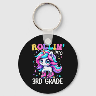 Third Grade Girl Back To School Rollin Unicorn 3rd Key Ring