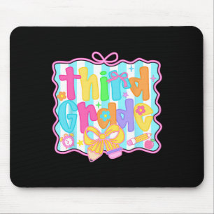 Third Grade Girls Back To School Bow Cute Coquette Mouse Pad