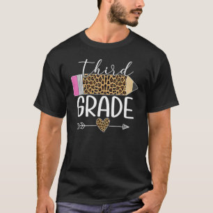 Third Grade Leopard Pencil Back To School Teachers T-Shirt