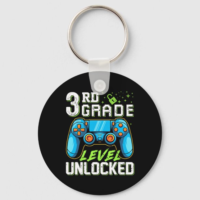 Third Grade Level Unlocked Back To School Video Ga Key Ring (Front)