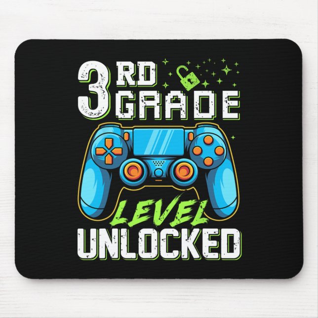 Third Grade Level Unlocked Back To School Video Ga Mouse Pad (Front)