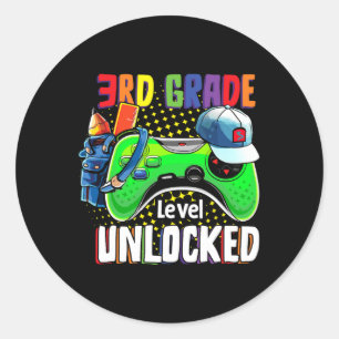 Third Grade Level Unlocked Ck To School Video Game Classic Round Sticker