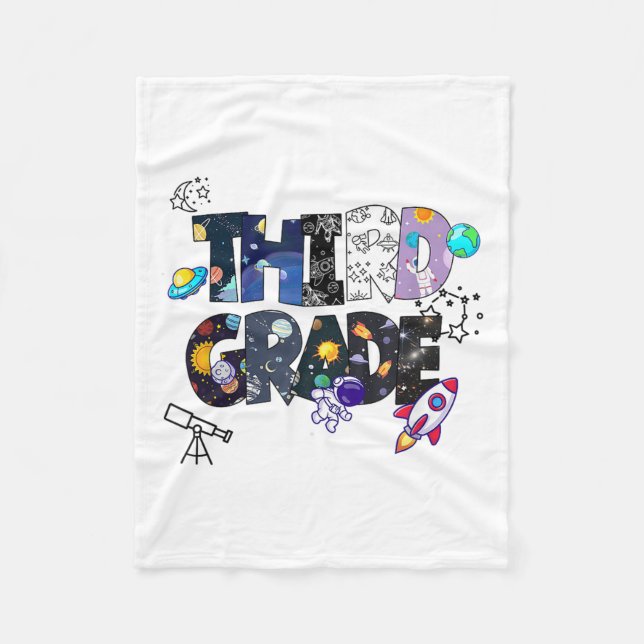 Third Grade Outer Space First Day Of School _1  Fleece Blanket (Front)