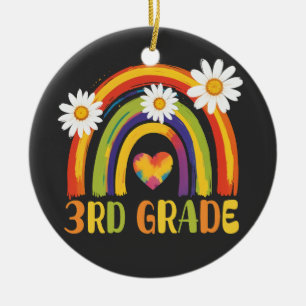 Third Grade Rainbow Back to School 3rd Grade  Ceramic Ornament