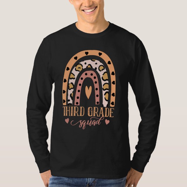 Third Grade Rainbow Leopard 3rd Grade Squad T-Shirt (Front)