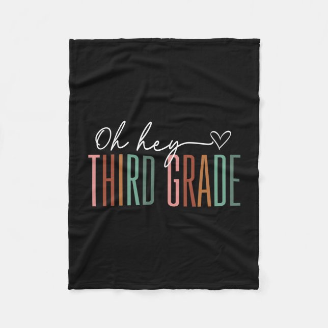 Third grade retro back to school 3rd grade fleece blanket (Front)