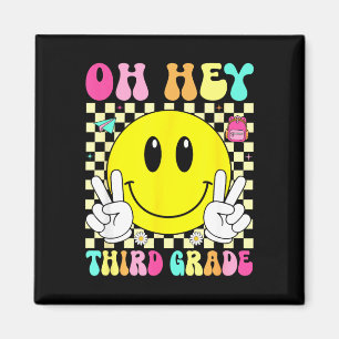 Third grade retro smile face back to school first magnet
