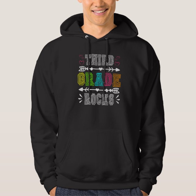Third Grade Rocks  Back To School 3rd Grade Teache Hoodie (Front)
