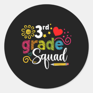 Third Grade Squad Byck To School 3rd Grader Teache Classic Round Sticker
