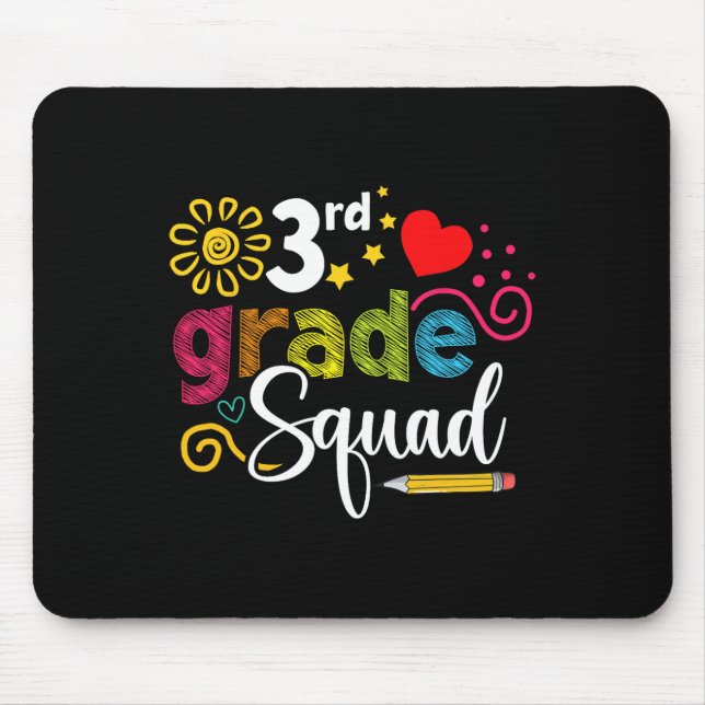 Third Grade Squad Byck To School 3rd Grader Teache Mouse Pad (Front)