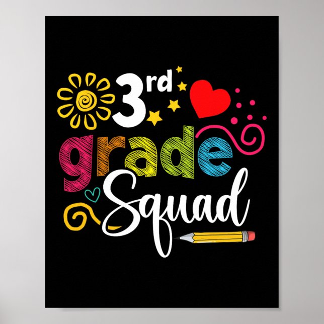 Third Grade Squad Byck To School 3rd Grader Teache Poster (Front)