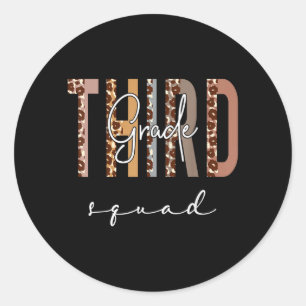 Third Grade Squad Hello Back To School Classic Round Sticker