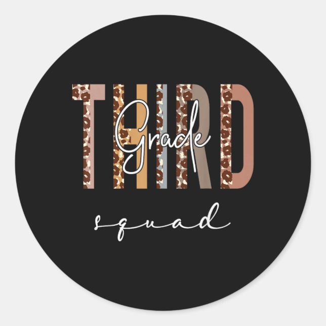 Third Grade Squad Hello Back To School Classic Round Sticker (Front)
