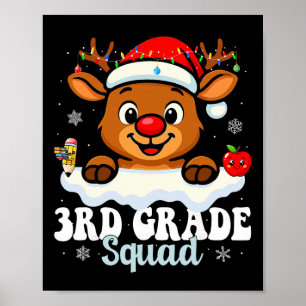 Third Grade Squad Xmas Reindeer Teacher Christmas Poster
