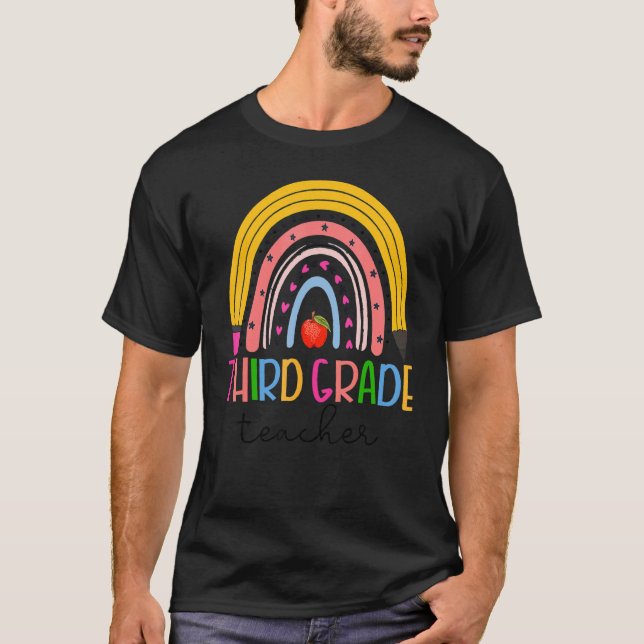 Third Grade Teacher Back To School Boho Rainbow Le T-Shirt (Front)