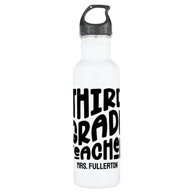 Third Grade Teacher Black Text Design 710 Ml Water Bottle (Front)