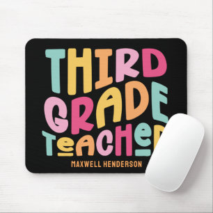 Third Grade Teacher Colourful Text Mouse Pad