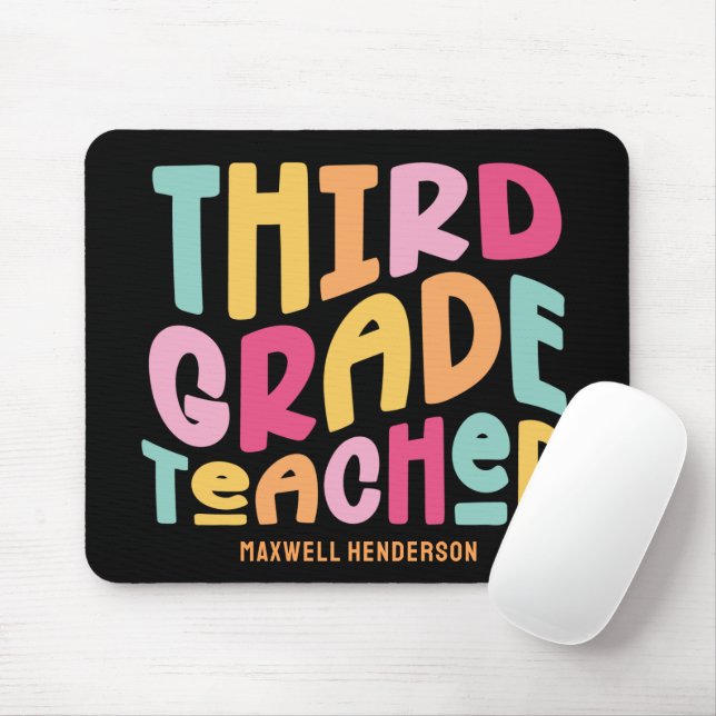 Third Grade Teacher Colourful Text Mouse Pad (With Mouse)