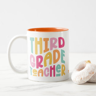 Third Grade Teacher | Colourful Typography Design Two-Tone Coffee Mug