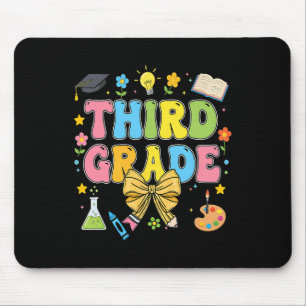 Third Grade Teacher Kids Coquette Bow Pencil Back Mouse Pad