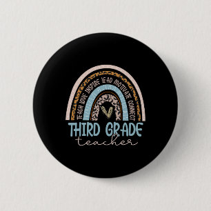 Third Grade Teacher Leopard Boho Rainbow Byck To S 6 Cm Round Badge