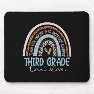 Third Grade Teacher Leopard Boho Rainbow Byck To S Mouse Pad