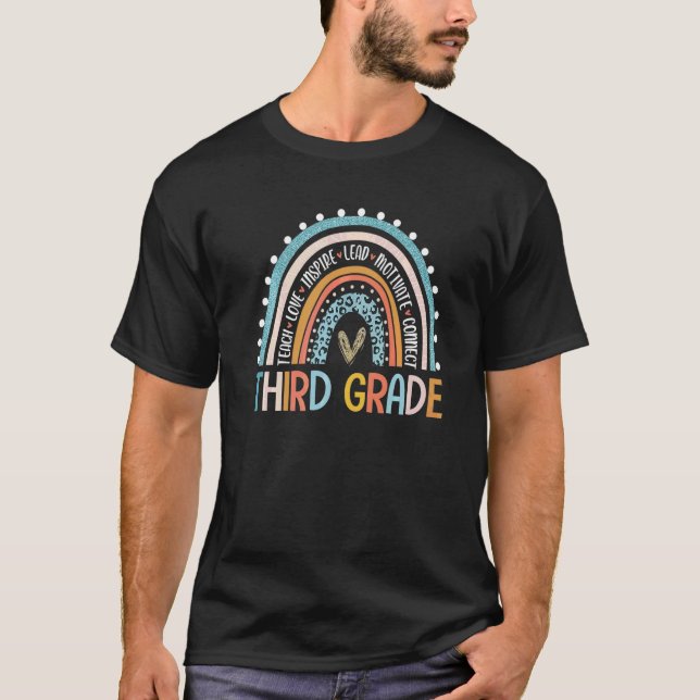 Third Grade Teacher Leopard Rainbow 3rd Grade Teac T-Shirt (Front)