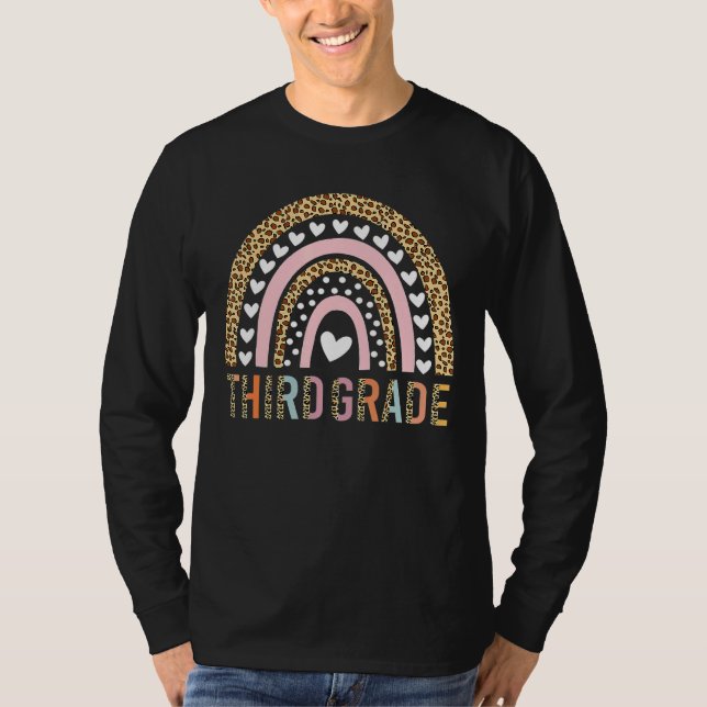 Third Grade Teacher Leopard Rainbow 3rd Grade Teac T-Shirt (Front)