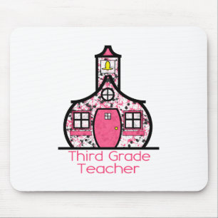 Third Grade Teacher Paint Splatter Schoolhouse Mouse Pad