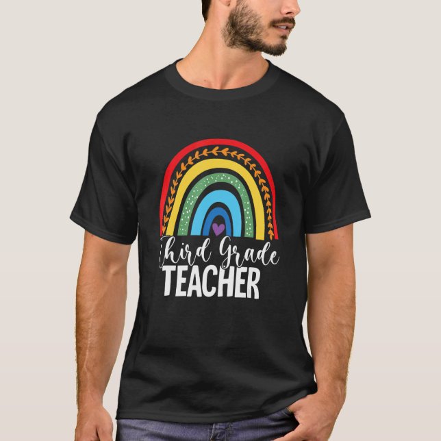 Third Grade Teacher Rainbow Back To School 3rd Gra T-Shirt (Front)