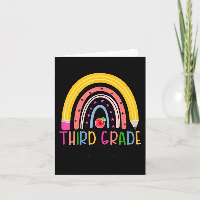 Third Grade Teacher Rainbow Teacher Back To School Card (Front)