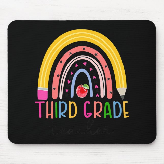 Third Grade Teacher Rainbow Teacher Back To School Mouse Pad (Front)