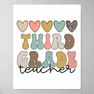 Third Grade Teacher Retro First Day Of School 3rd Poster