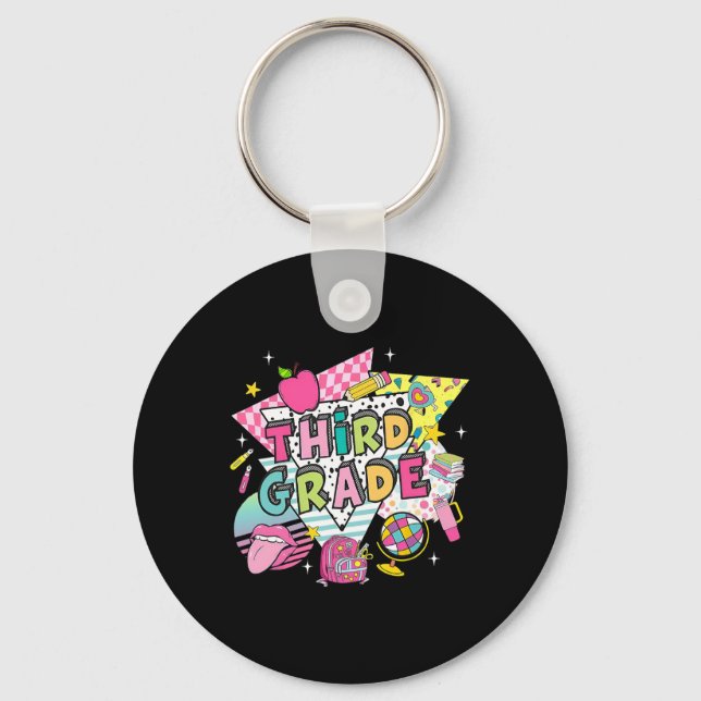 Third Grade Teacher Student Back To School Happy F Key Ring (Front)