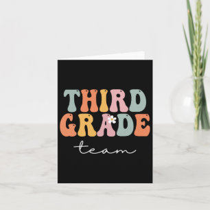 Third Grade Team Retro Groovy Vintage First Day Of Card