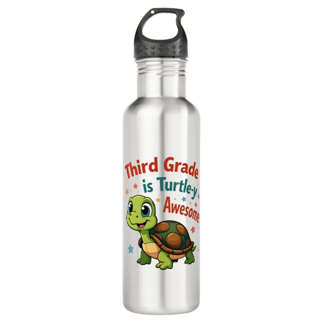 Third grade Turtle-y Awesome 3rd Grade Back to Sch 710 Ml Water Bottle (Front)