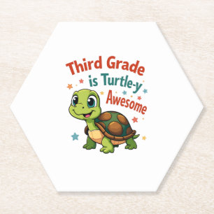 Third grade Turtle-y Awesome 3rd Grade Back to Sch Paper Coaster