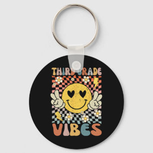 Third Grade Vibes 3rd Grade Retro Teacher 1st Day Key Ring