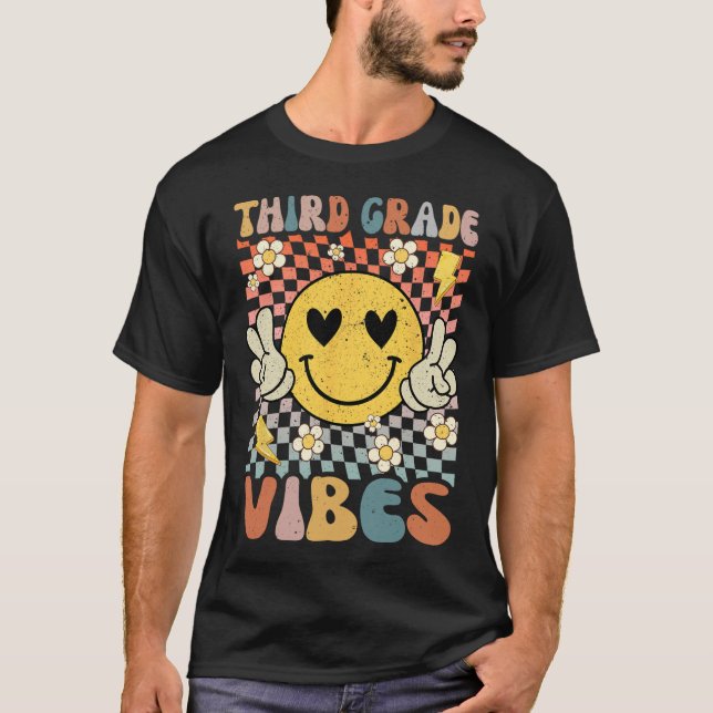Third Grade Vibes 3rd Grade Retro Teacher 1st Day  T-Shirt (Front)