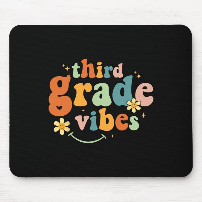 Third Grade Vibes 3rd Grade Team Retro 1st Day Of  Mouse Pad (Front)