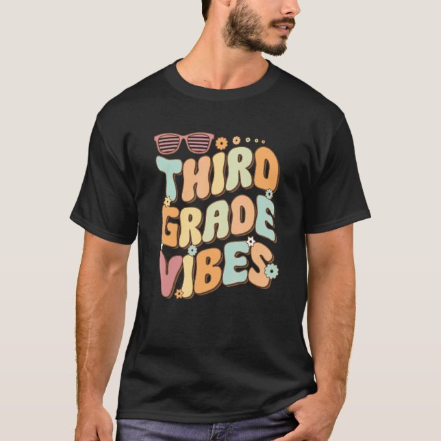 Third Grade Vibes  3rd Grade Team Retro 1st Day of T-Shirt (Front)