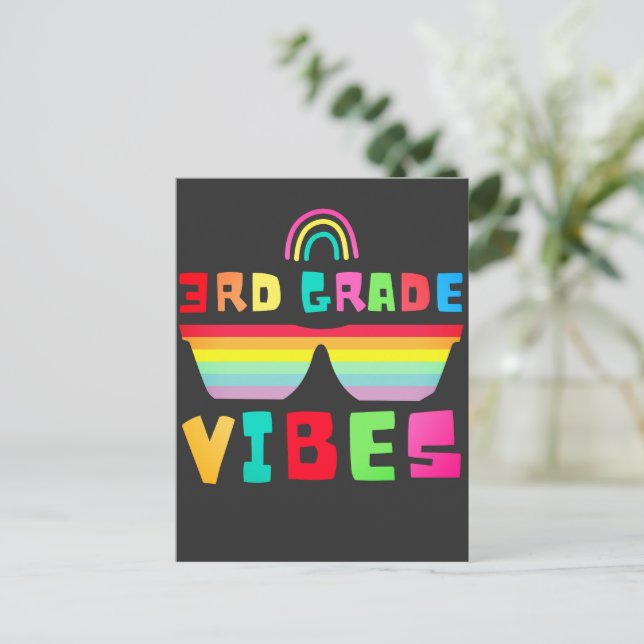 Third Grade Vibes Back To School Teacher & Student Holiday Postcard (Standing Front)