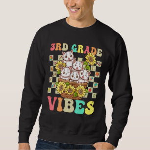 Third Grade Vibes Cute Cat Back To School Retro 3r Sweatshirt