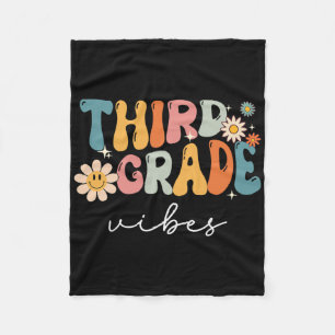 Third Grade Vibes For Girls Boys 3rd Grade Teacher Fleece Blanket