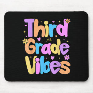 Third Grade Vibes Kids Back To School Preppy Graph Mouse Pad