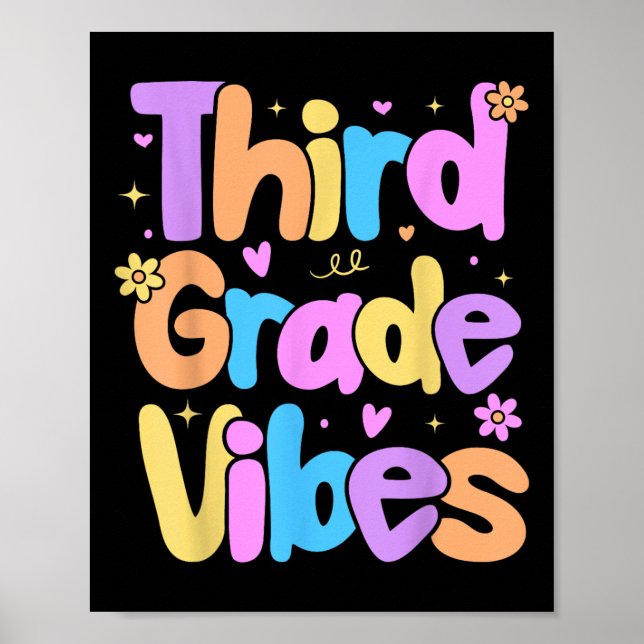 Third Grade Vibes Kids Back To School Preppy Graph Poster (Front)